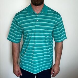 PGA Tour golf collard Polo Shirt green striped size large